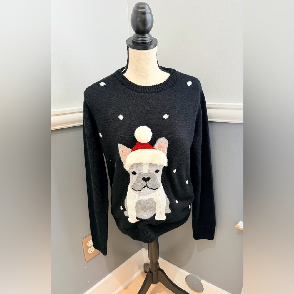 Santa Puppy Light Up Festive Holiday Sweater Size Large